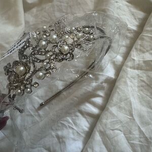 Silver Pearl and Crystal Headband
